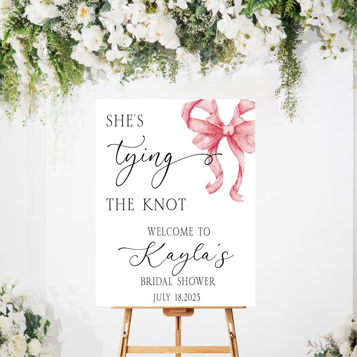 She's Tying The Knots Personalized Entrance Sign White