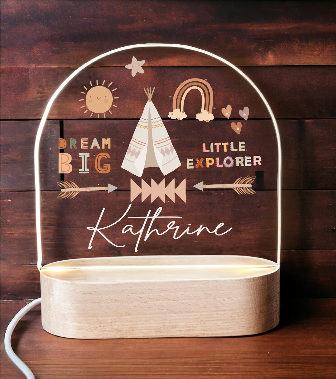 Personalized Boho Baby Boy Kids Room Decor Custom Name Light
