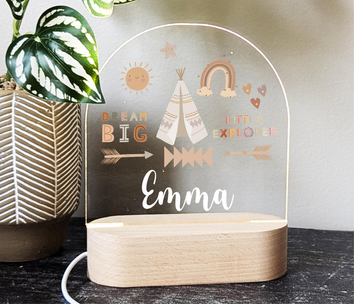 Personalized Boho Baby Boy Kids Room Decor Custom Name Light