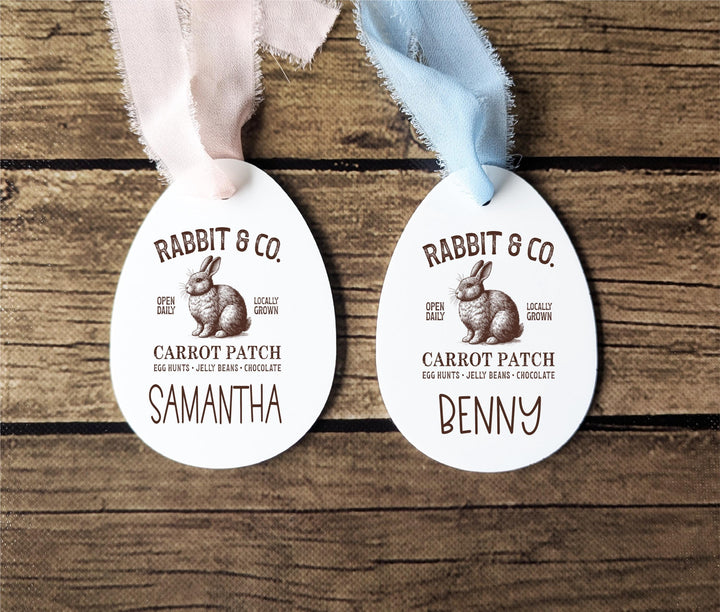 Personalized Vintage Bunny Easter Basket Name Tag