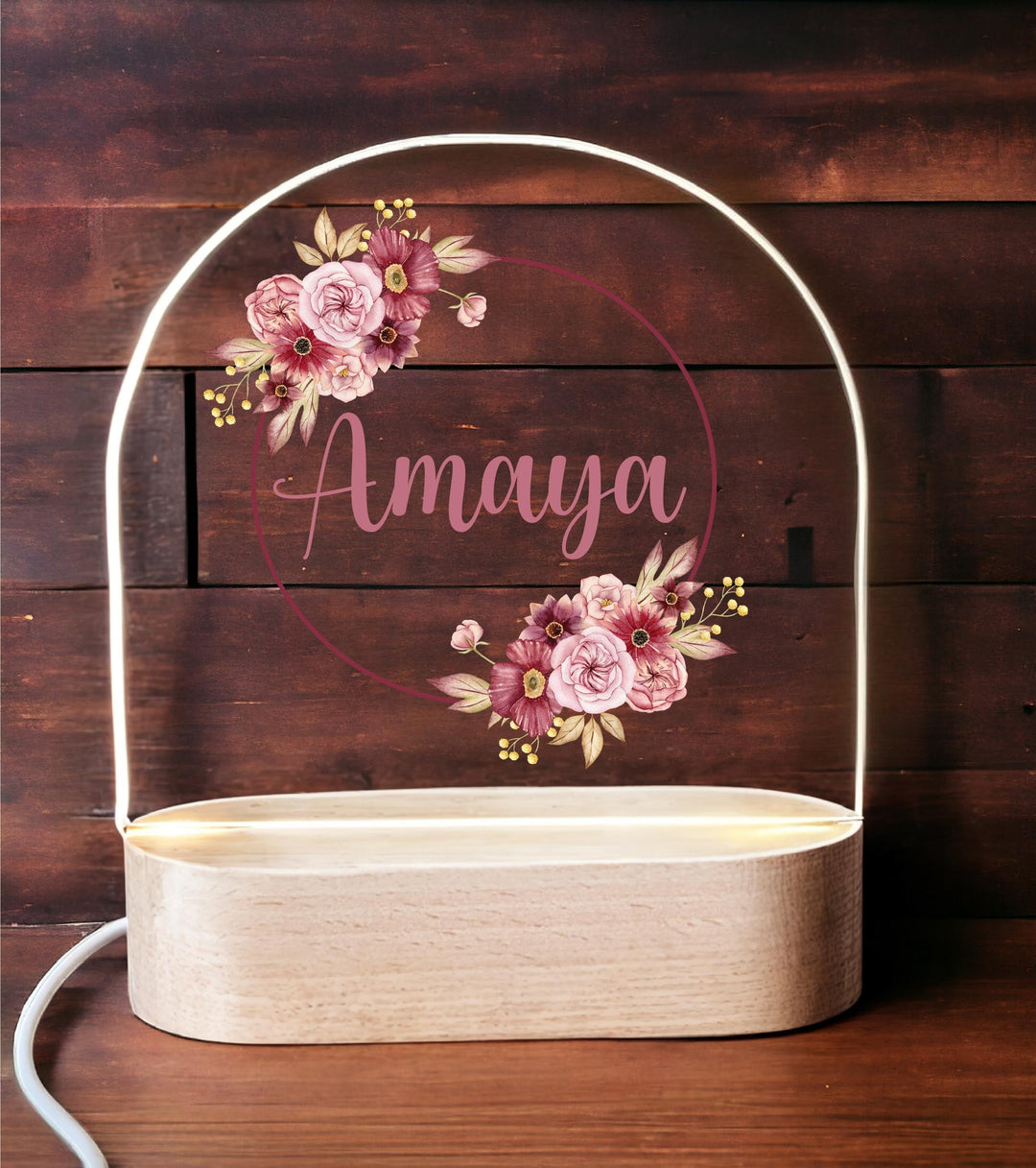 Personalized Teddy Bear Night Light – Custom Name Baby Girl Gift