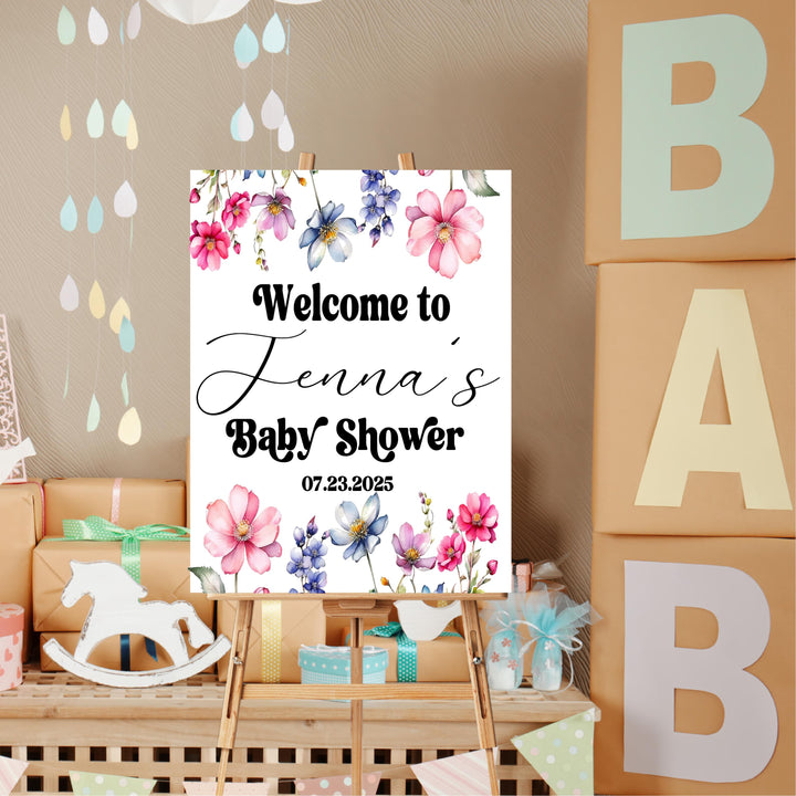 Custom Baby Shower Sign Wildflower Baby Shower Welcome Sign