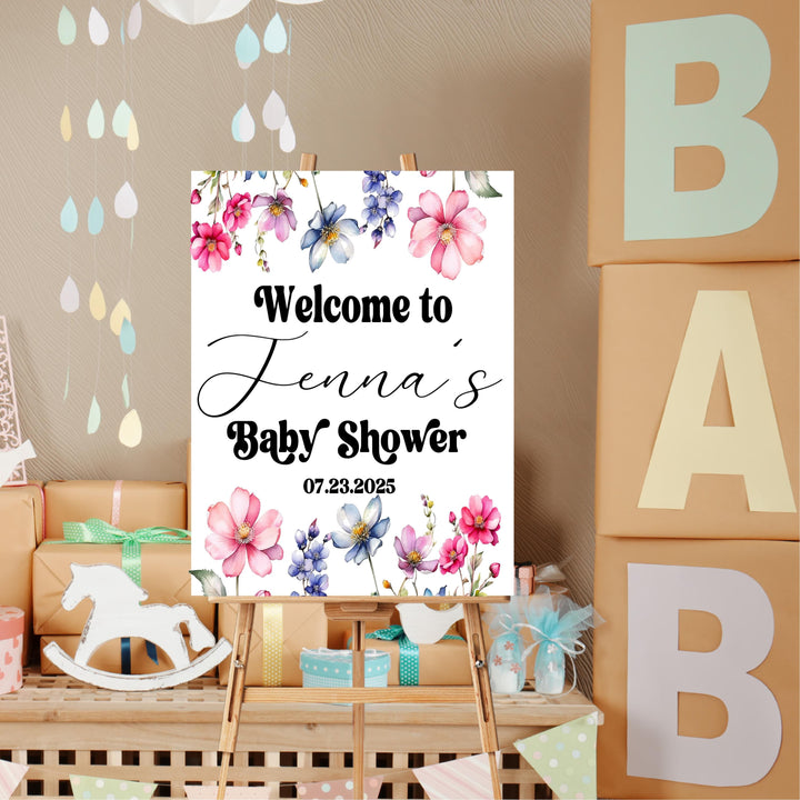Custom Wildflower Baby Shower Welcome Sign