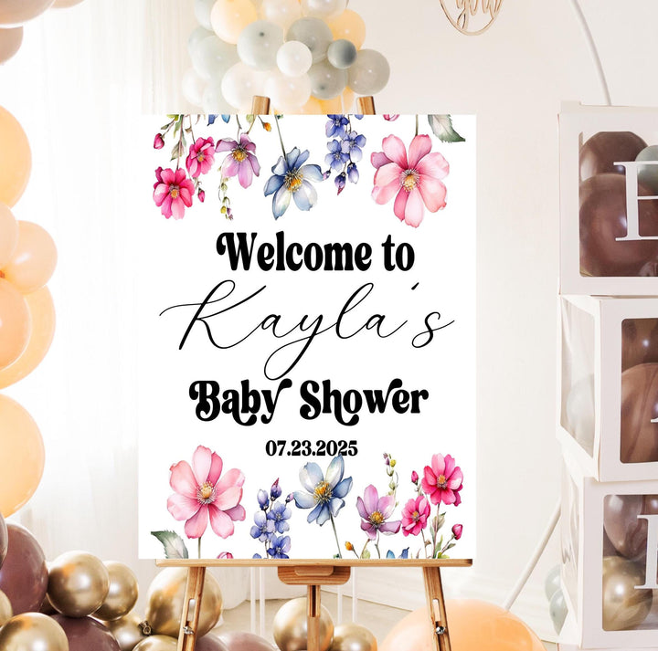 Custom Wildflower Baby Shower Welcome Sign
