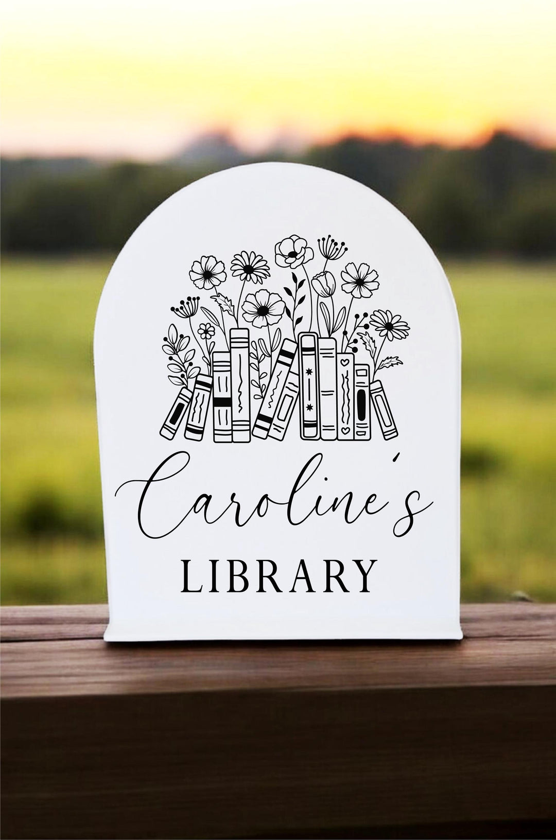 Library Sign Bookshelf Decor Fantasy Reader Name Sign Gift