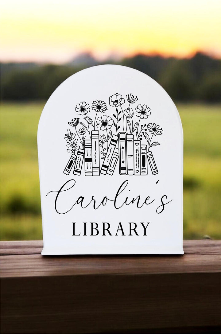 Library Sign Bookshelf Decor Fantasy Reader Name Sign Gift