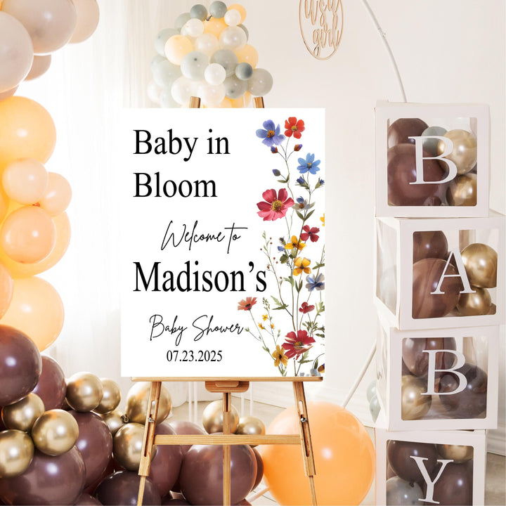 Baby Shower Sign Wildflower Welcome Sign Acrylic Girl Decor