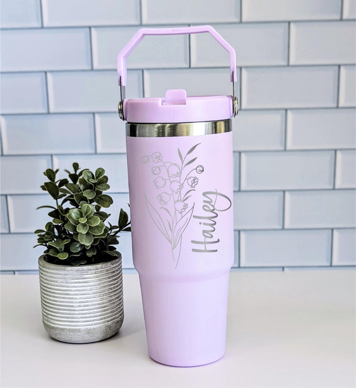 Birth Flower Tumbler Gift For Her 30oz Personalized Cup