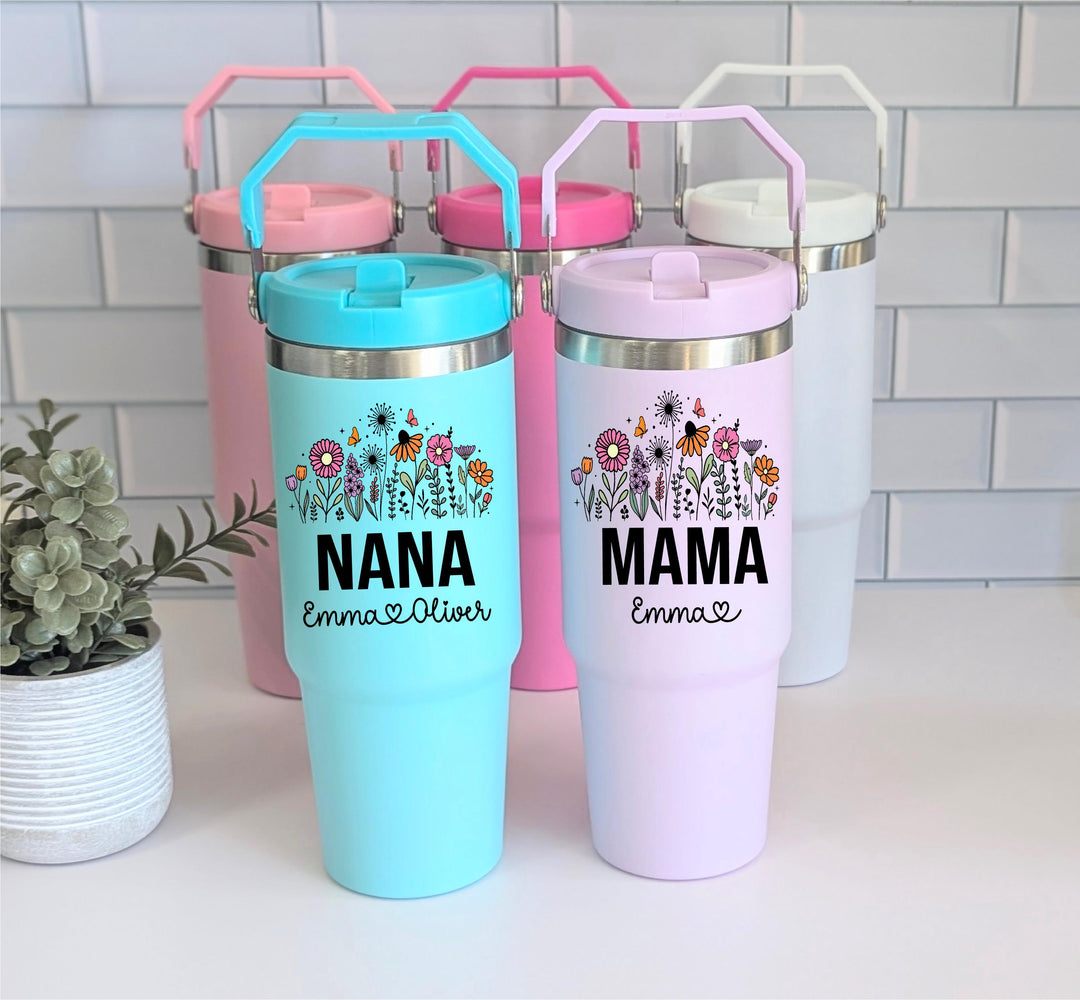 Personalized Gift Nana Floral Tumbler for Mom Grandma