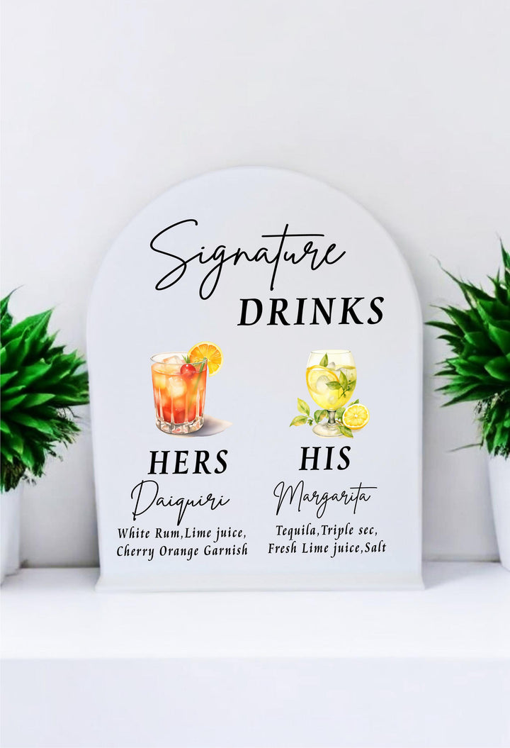 Signature Drink Sign Wedding Cocktail Menu Bar Sign