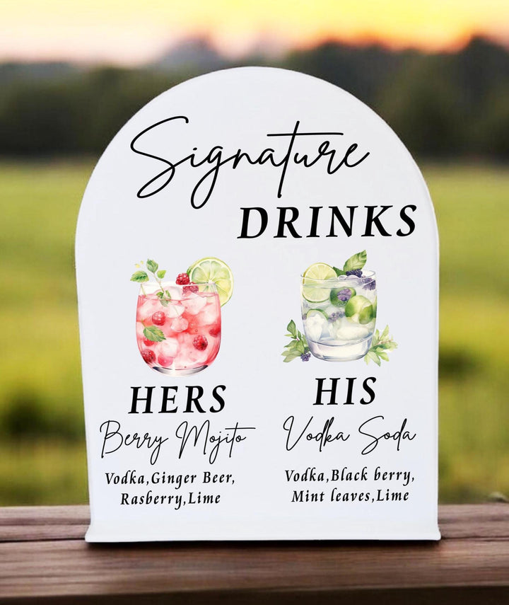 Signature Drink Sign Wedding Cocktail Menu Bar Sign