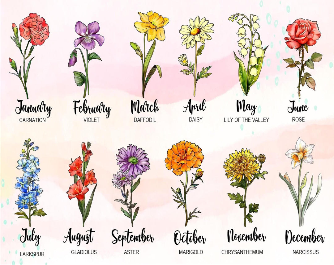 Birth Month Flower Acrylic Night Light Gift for Mom and Grandma