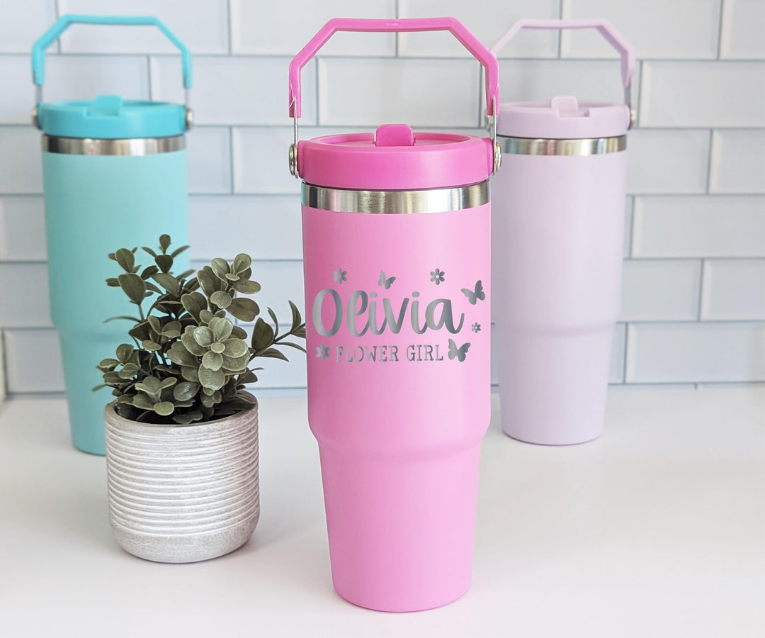 Personalized Flower Girl Name Tumbler for Kids