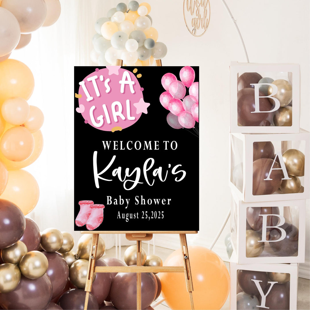 It's a Girl Pink Acrylic Baby Shower Welcome Sign