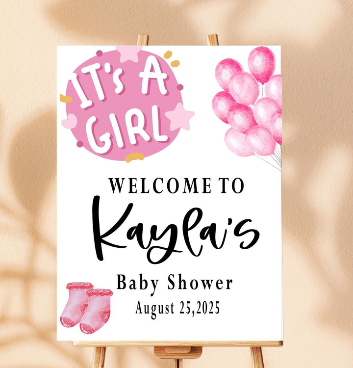 It's a Girl Pink Acrylic Baby Shower Welcome Sign