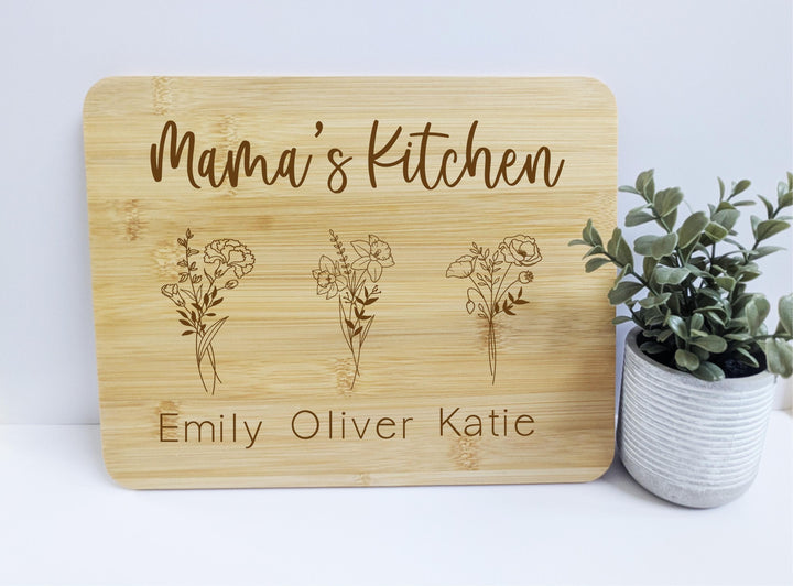 Personalized Birth Flower Engraved Mama Gift for Grandma