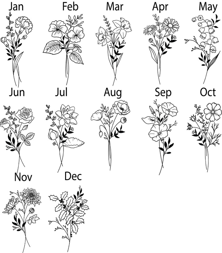 Personalized Birth Flower Engraved Mama Gift for Grandma