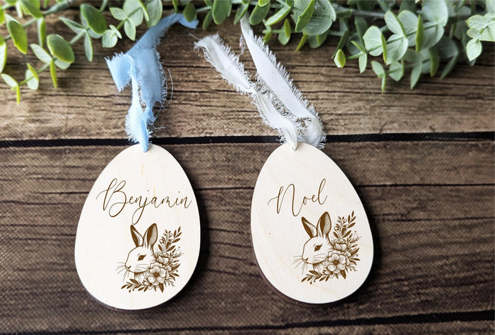Kids Easter Bunny Name Tag – Minimalist Egg Design