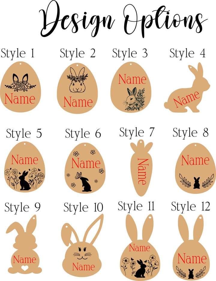 Easter Tag Minimalist Egg Name Tag Custom Bunny Tag