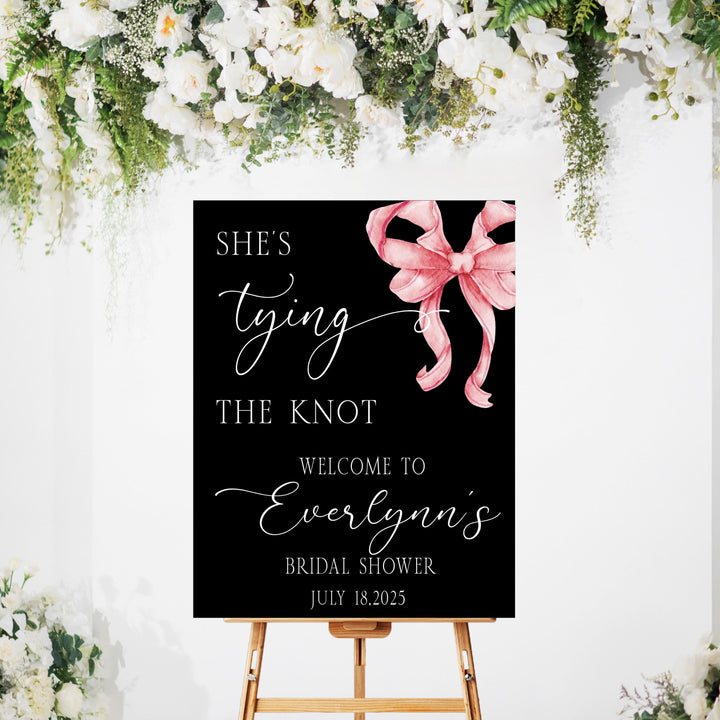 She's Tying The Knots Personalized Entrance Sign White