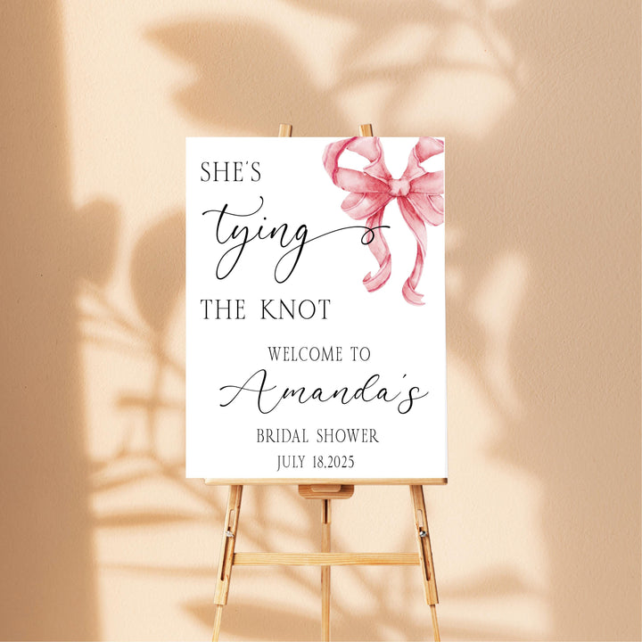 She's Tying The Knots Personalized Entrance Sign White