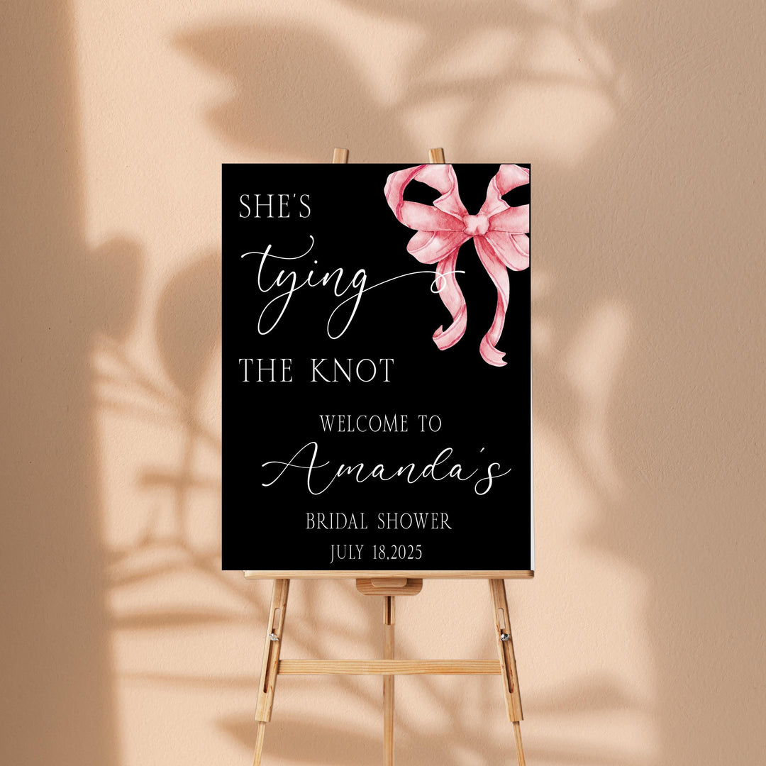 She's Tying The Knots Personalized Entrance Sign White