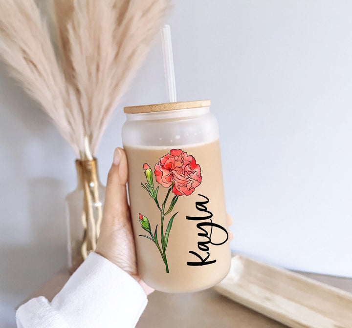 Birth Flower Gift for Mothers Day Unique Mom Iced Coffee Cup