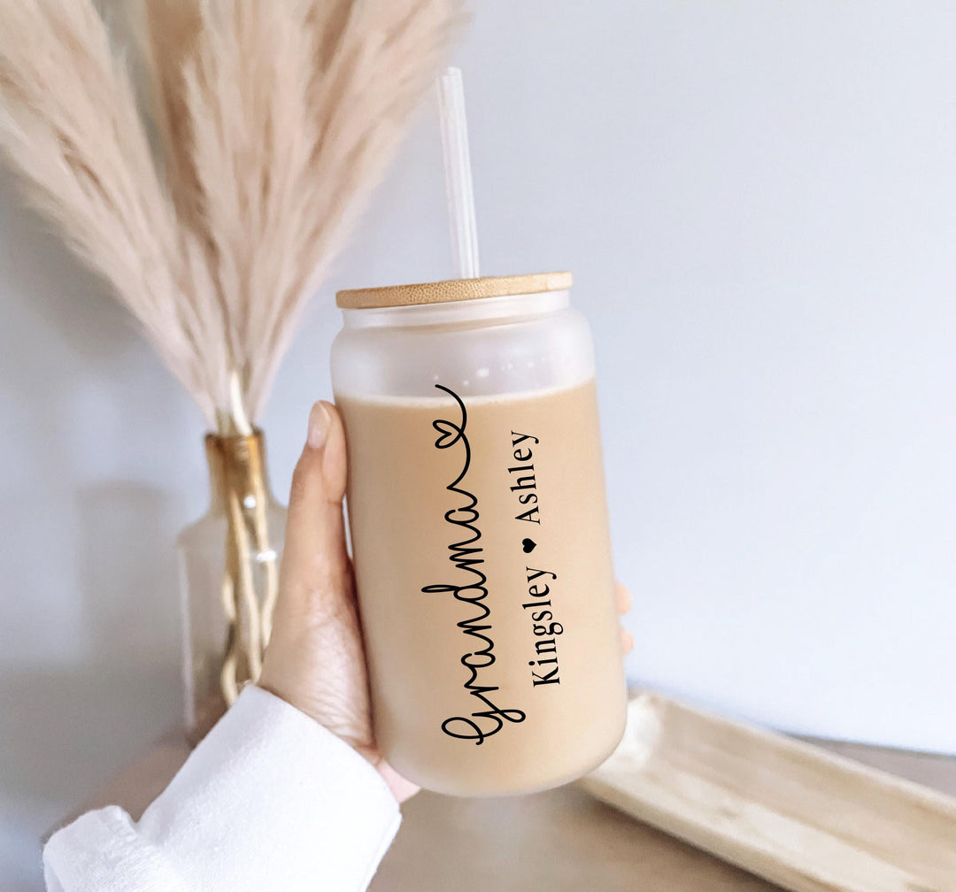 Mothers Day Gift Ice Coffee Cup Personalized Mom Glass Cup
