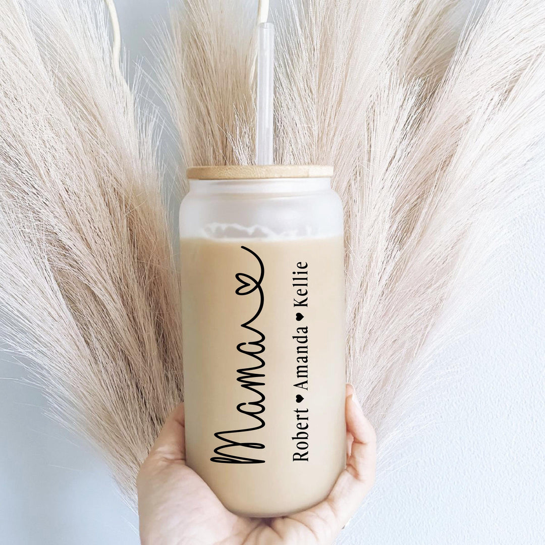 Mothers Day Gift Ice Coffee Cup Personalized Mom Glass Cup