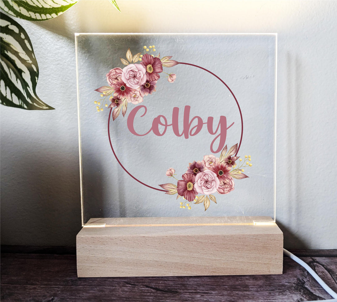 Personalized Teddy Bear Night Light – Custom Name Baby Girl Gift