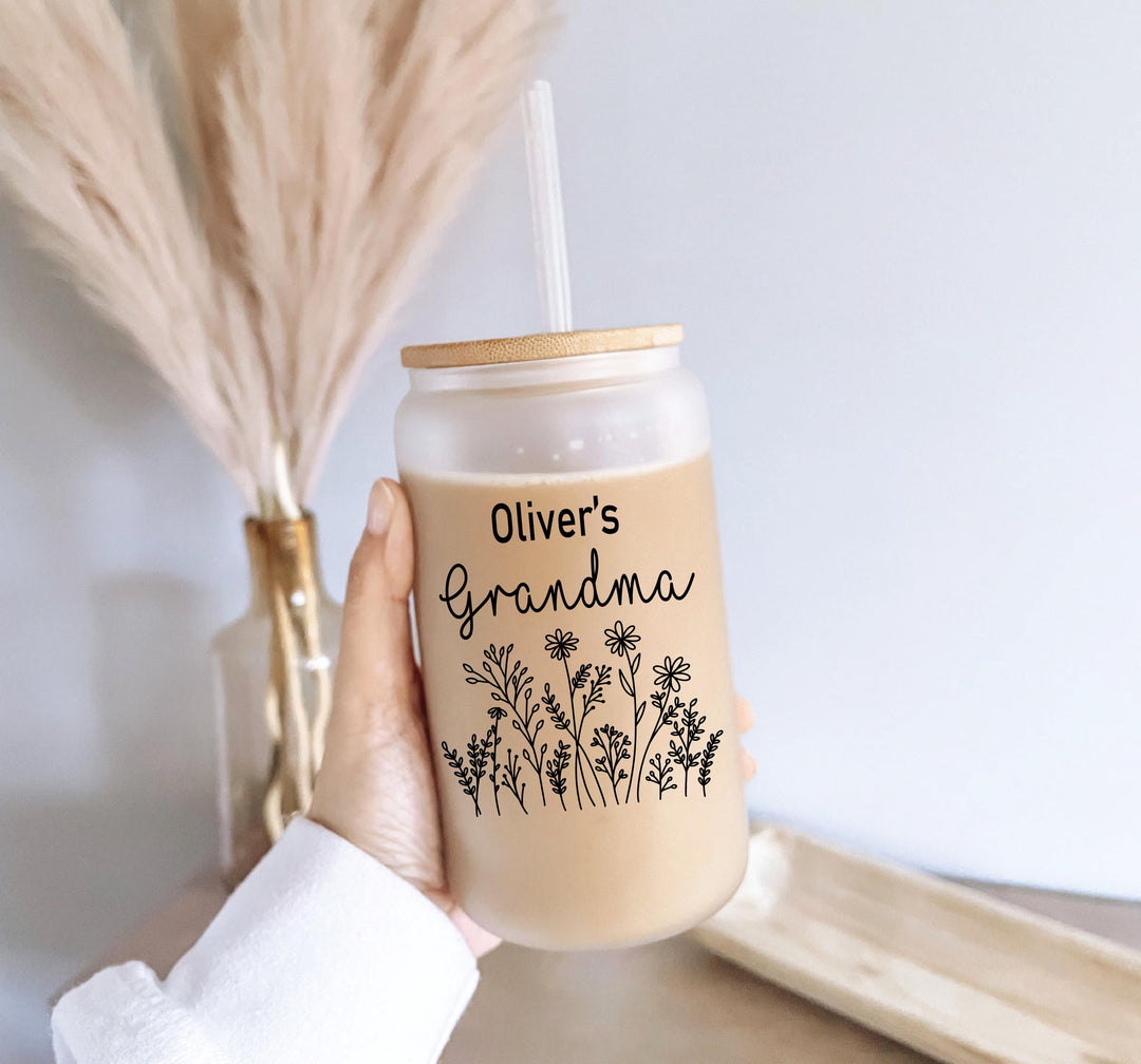 Custom Grandma Iced Coffee Cup Personalized With Kids Name