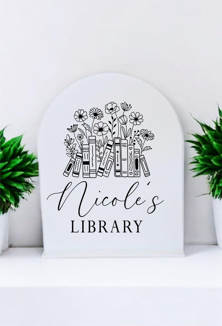 Library Sign Bookshelf Decor Fantasy Reader Name Sign Gift