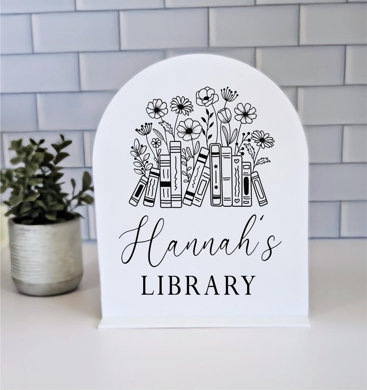 Library Sign Bookshelf Decor Fantasy Reader Name Sign Gift