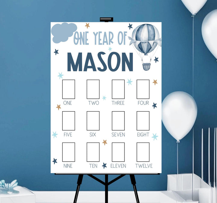 Boy First Birthday Acrylic Photo Board Hot Air Balloon Sign