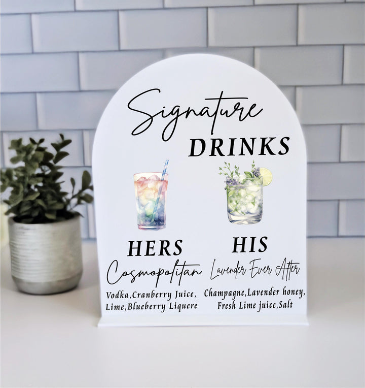 Signature Drink Sign Wedding Cocktail Menu Bar Sign
