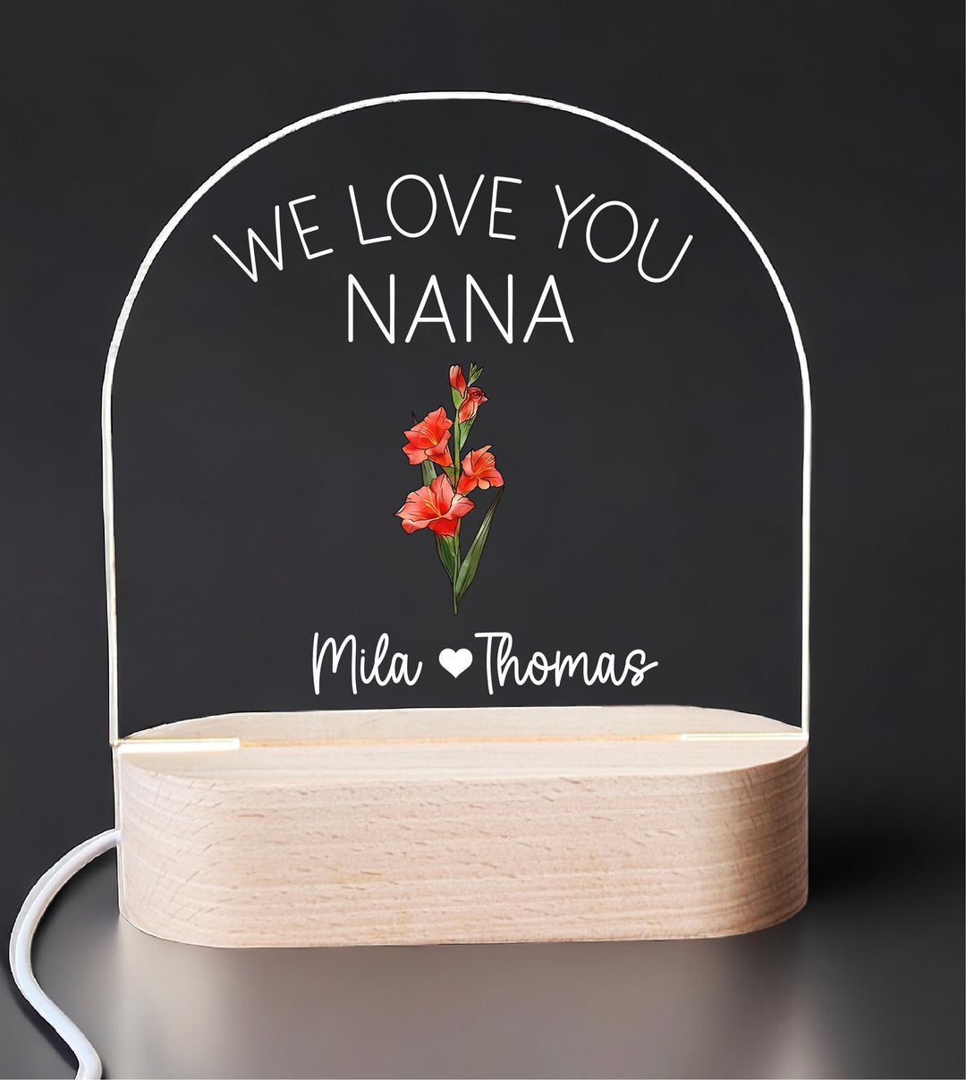 Personalized Birth Month Flower Night Light – Gift for Grandma