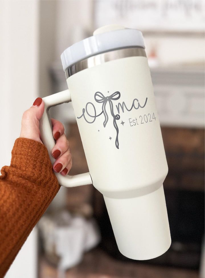 Personalized Coquette Bow Mama Tumbler Gift for Nana