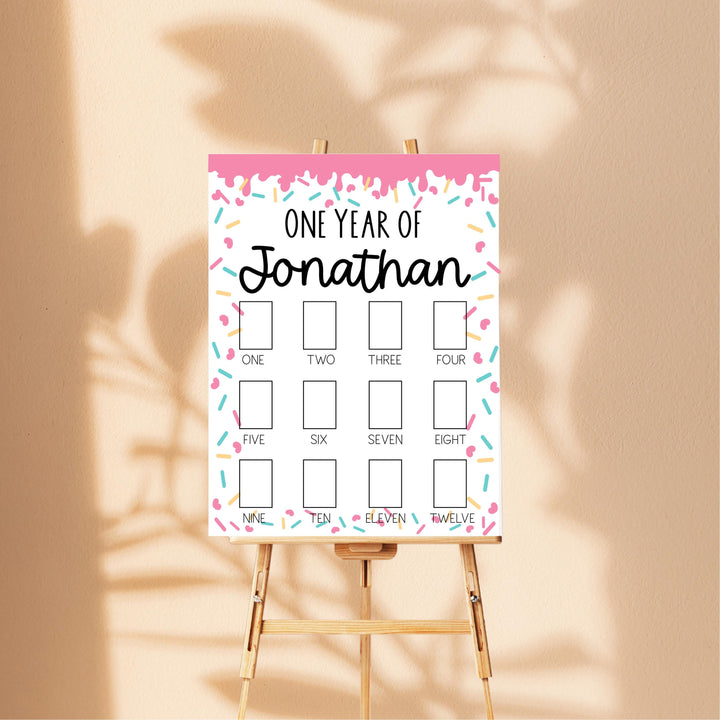 Sprinkle Theme First Birthday Photo Board Sign for Boys