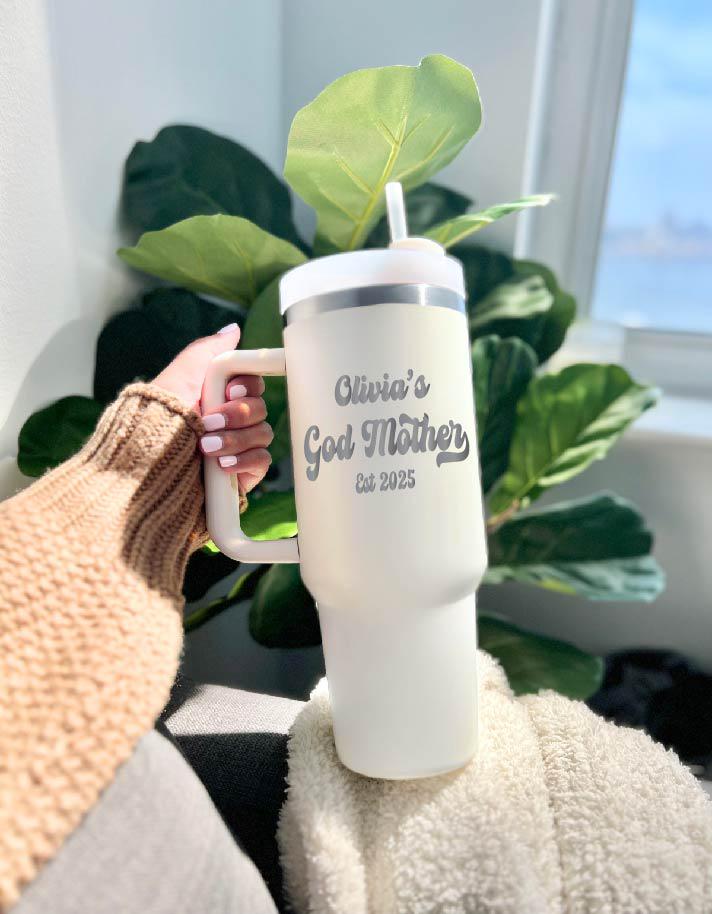 God Mother Gift Tumbler With Est Year Retro Travel Cup