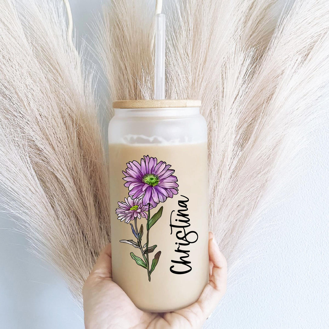 Birth Flower Gift for Mothers Day Unique Mom Iced Coffee Cup