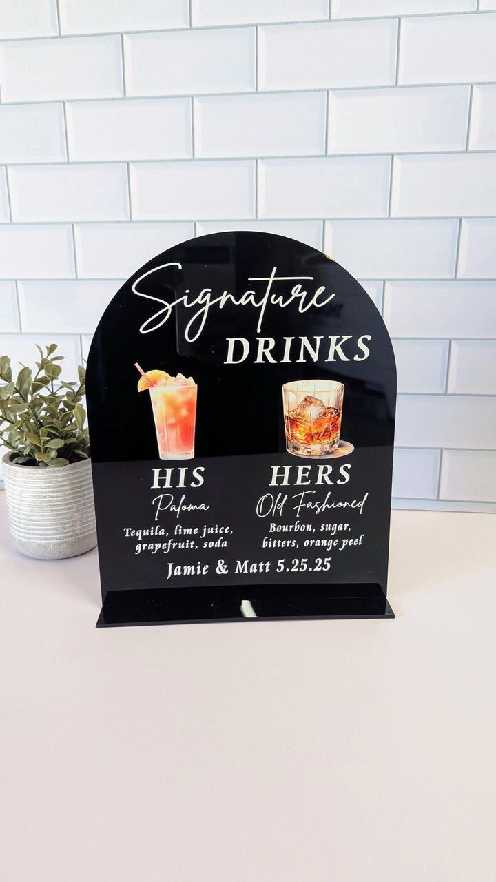 Signature Drink Sign Wedding Cocktail Menu Bar Sign