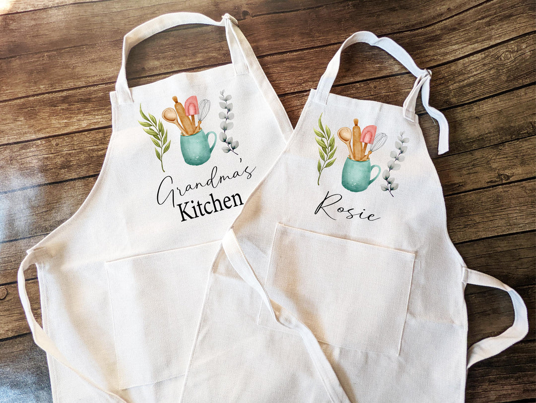 Kitchen Linen Apron Mom Gift from Daughter Personalized Apron