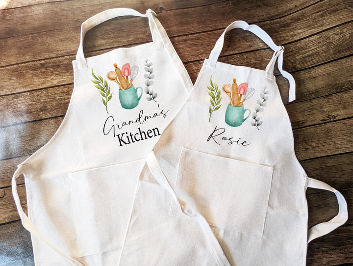 Kitchen Linen Apron Mom Gift from Daughter Personalized Apron
