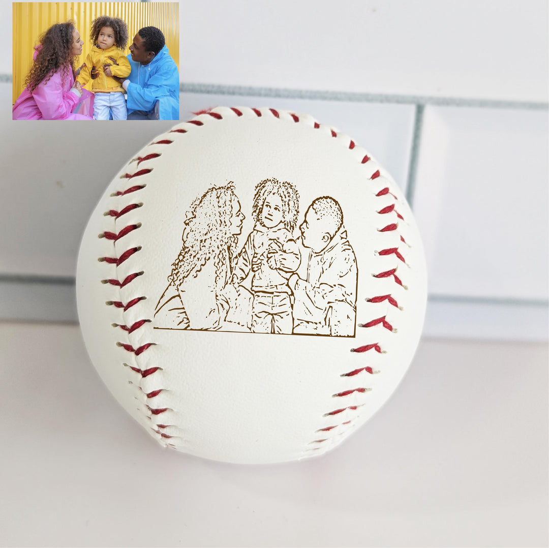 Personalized Gift for Dad Photo Baseball with Kids Names