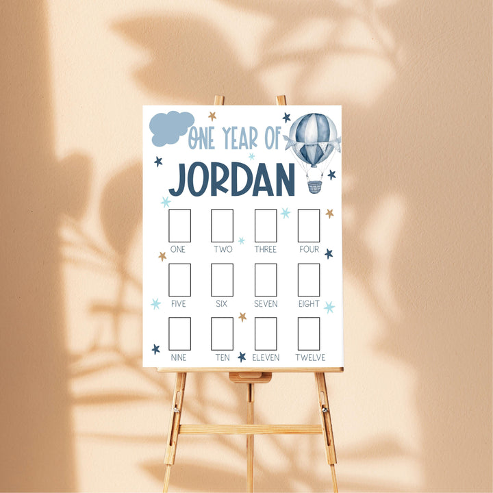 Boy First Birthday Acrylic Photo Board Hot Air Balloon Sign
