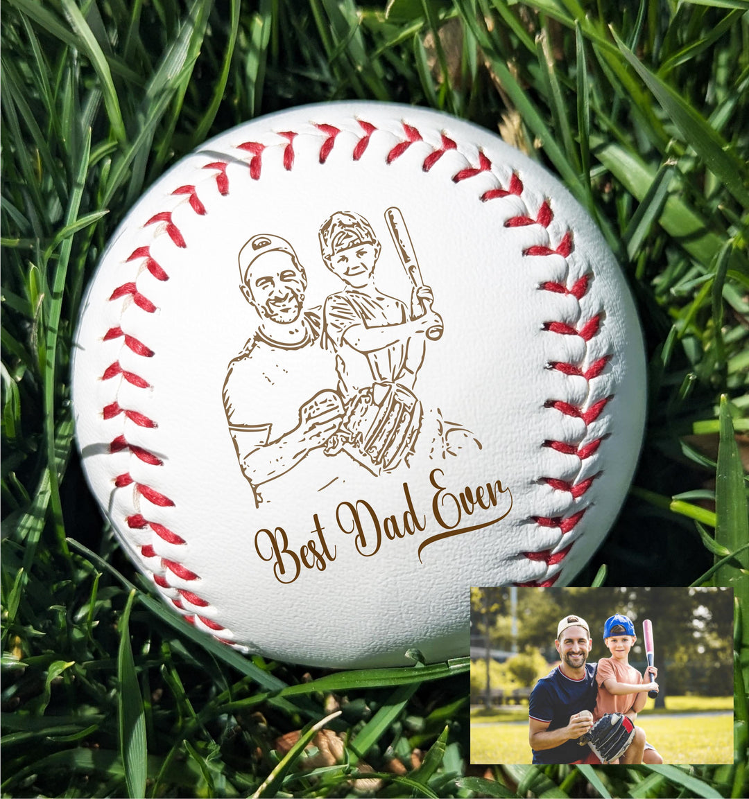 Personalized Photo Baseball Gift: Engraved Family Keepsake Picture gifts