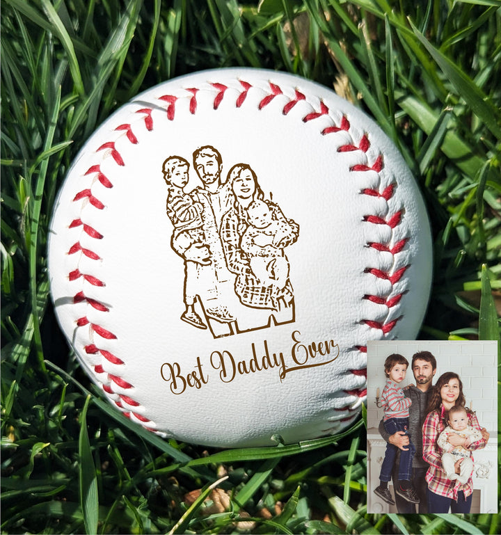 Personalized Photo Baseball Gift: Engraved Family Keepsake Picture gifts