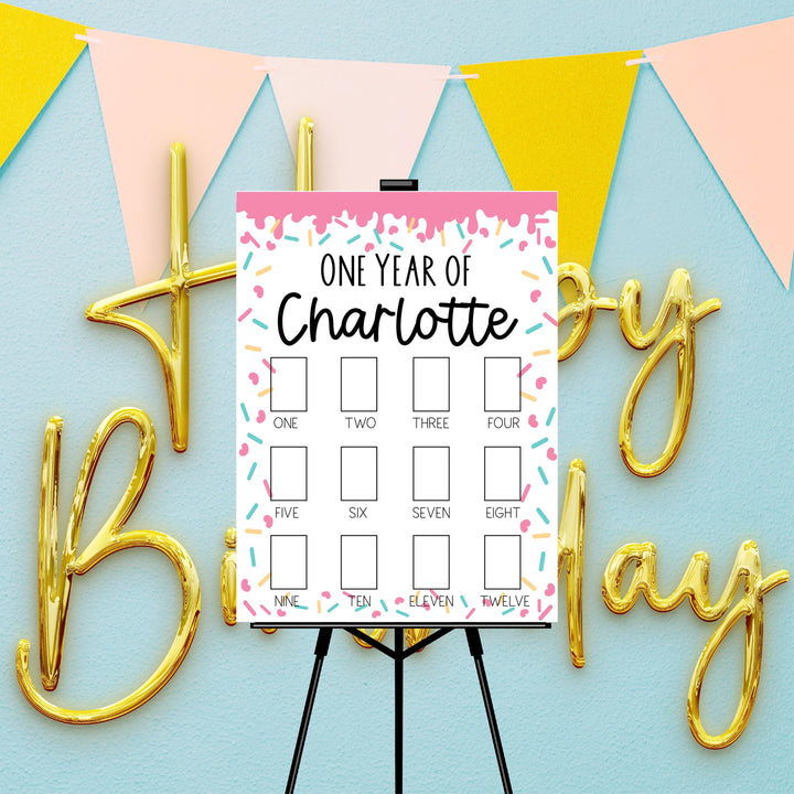 Sprinkle Theme First Birthday Photo Board Sign for Boys