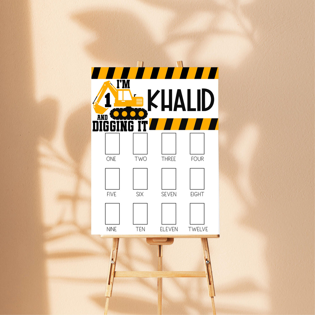 Boy First Birthday Acrylic Photo Board Construction Truck Sign