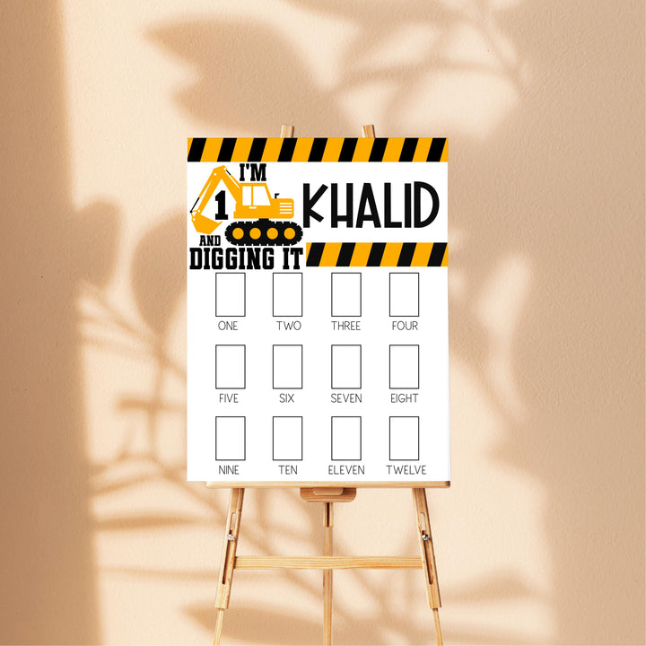 Boy First Birthday Acrylic Photo Board Construction Truck Sign